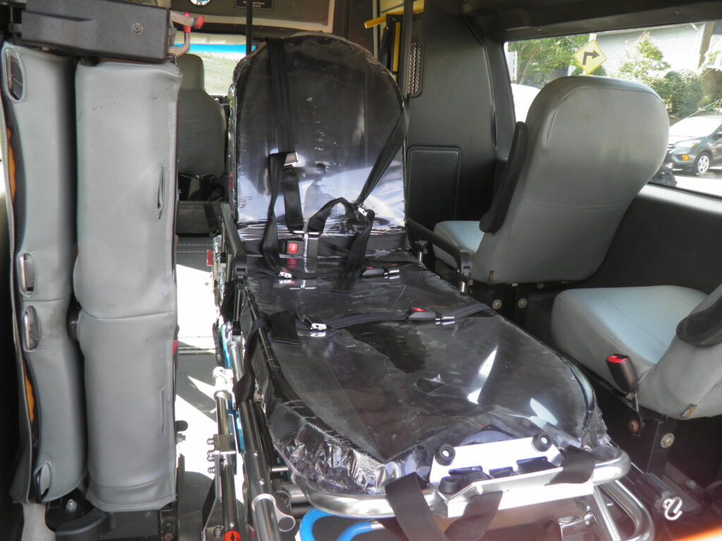 A stretcher in a van